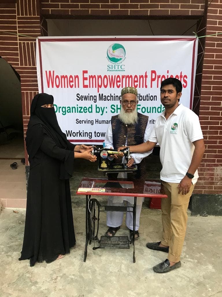 Provide a sewing machine to a widow